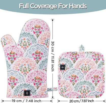BONTHEE Oven Gloves Heat Resistant Potholder Set Oven Gloves - Image 2