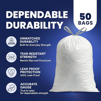 Plasticplace 13 Gallon Trash Bags │ 1.2 Mil │ White Extra-Large Drawstring - Image 4
