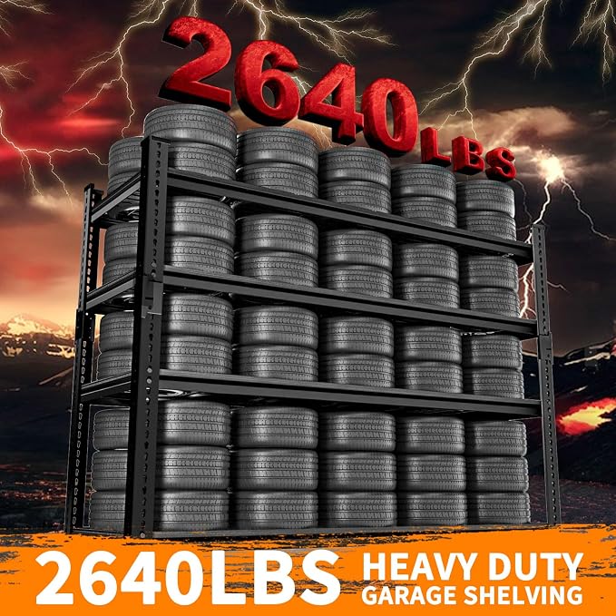 Storage Shelves Heavy Duty 4 PCS, 4-tier Adjustable Metal Industrial Utility - Image 4