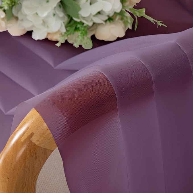 Chyhomenyc Plum Sheer Curtains, 84 inches Long 2 Panels Set, Rod Pocket Voile - Image 6