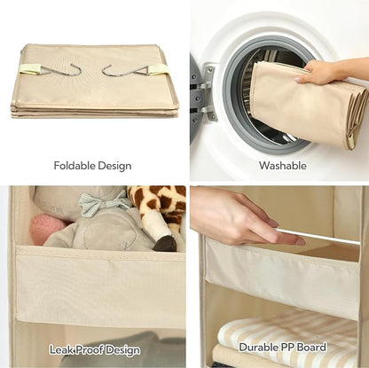 GRANNY SAYS 3-Shelf Hanging Closet Organizer, Khaki Closet Storage Hanging - Image 6