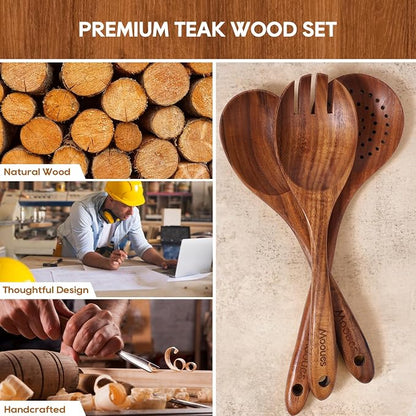 Wooden Spoons for Cooking, Comfort Grip Cooking Spoons and Utensils Holder - Image 3
