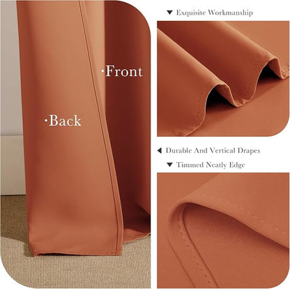 PONY DANCE Burnt Orange Short Blackout Curtains 36 inch Length - Image 5