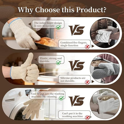 Hovico Heat Resistant Oven Gloves, Ove Glove BBQ Gloves Heat Resistant Cooking - Image 8