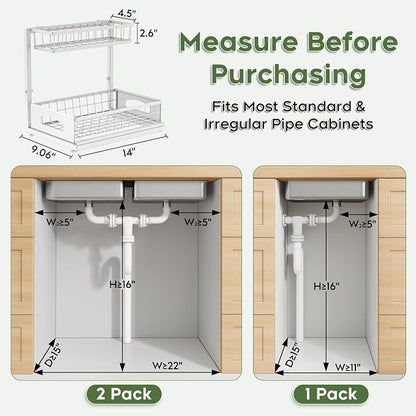 Under Sink Organizer, 2 Pack Cabinet Organizer - Image 2