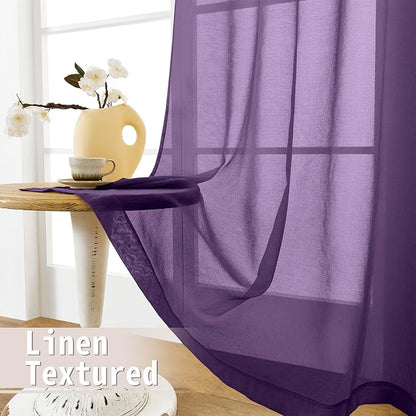 Tollpiz Sheer Door Curtains Closet Linen Textured Curtains Sheer Doorway Light - Image 4