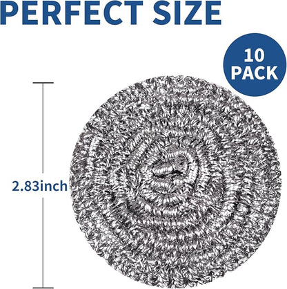 Stainless Steel Scrubber Scrubbing Scouring Pad Sponges Clean Pot Pan and Steel - Image 2
