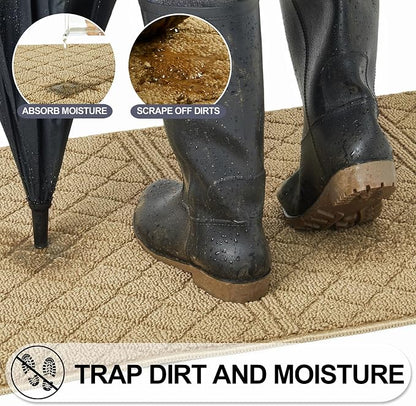 REFETONE Indoor Doormat, Front Back Door Mat 32"x40" Absorbent Rubber Backing - Image 4