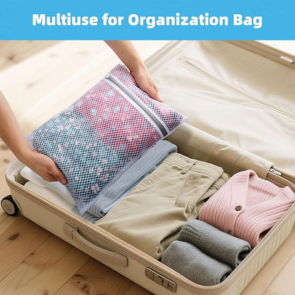 6-Pack Honeycomb Mesh Laundry Bags for Delicates - 12x16 Inches Medium Washing Bags for Bras, Lingerie, Socks, Baby Clothes - Gentle Wash Protection with Zipper Closure (6 Medium)