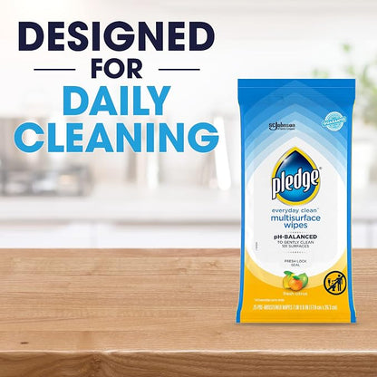 Pledge Multisurface Cleaning Wipes, pH Balanced, Fresh Citrus - Image 6