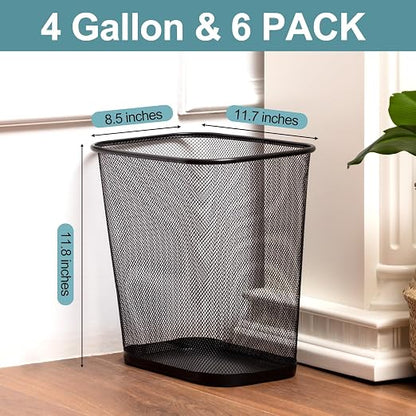 Nuanchu 6 Pcs Mesh Square Trash Cans 4 Gallons Wire Wastebasket - Image 2