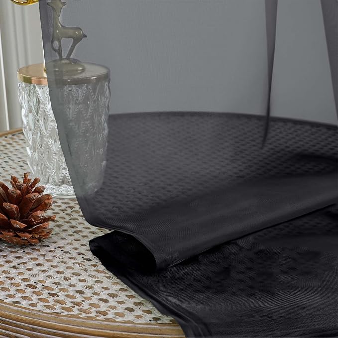 Chyhomenyc Black Sheer Curtains 90 Inches Long 2 Panels, Light Filtering Black - Image 5