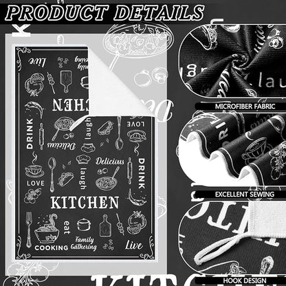 Bencailor 12 Pcs Farmhouse Kitchen Decor and Accessories Sets 4 Black and White - Image 5