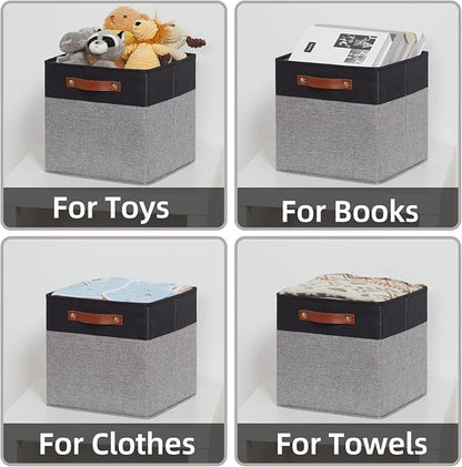 HNZIGE Cube Storage Baskets, Fabric Storage Cubes 12 x 12, Decorative Storage - Image 6