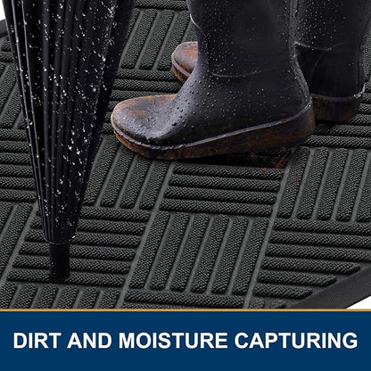 Smiry Front Door Mat Outside Entrance, Heavy Duty Outdoor Indoor Natural Rubber - Image 3