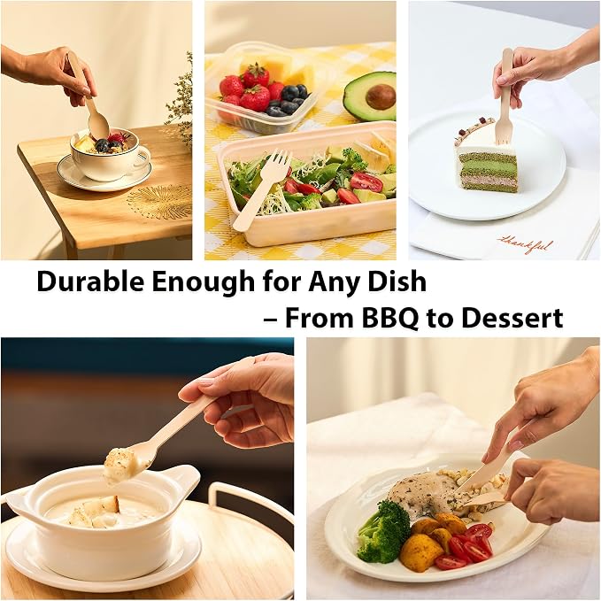 Wooden Forks 300 Pieces | 100% Natural Birch Wood Disposable Forks | - Image 7