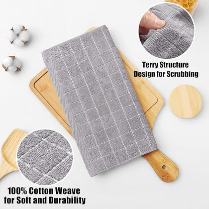 Homaxy 100% Cotton Terry Kitchen Towels, Checkered Designed, Soft and Super - Image 7