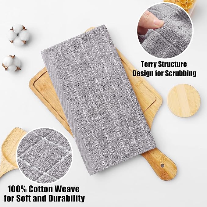 Homaxy 100% Cotton Terry Kitchen Dish Cloths, Ultra Soft and Absorbent Dish - Image 2