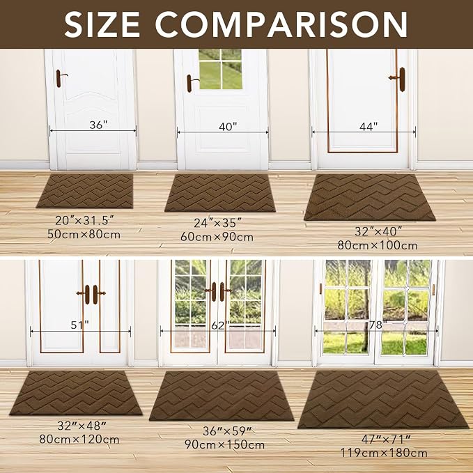 hicorfe Indoor Doormat, Front Back Door Mat Rubber Backing Non Slip Door Mats - Image 5