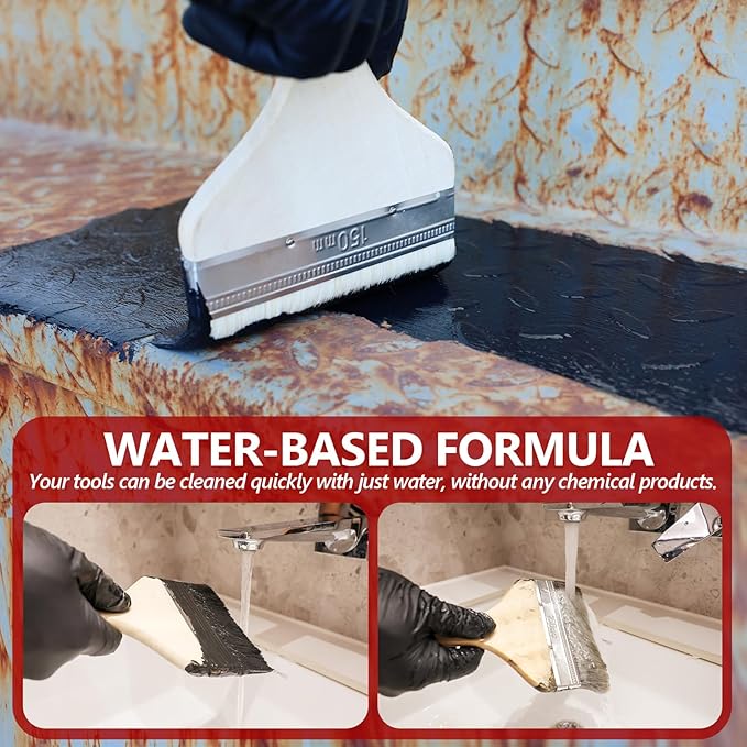 4-in-1 Rust Converter & Metal Primer, 34 Fl Oz Black Rust Inhibitor Paint for Metal, Automotive Rust Reformer, Industrial Grade Water Based, Heat Resistance & UV Resistant