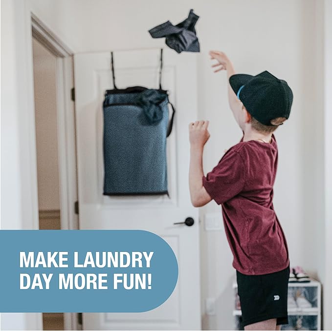 CleverMade Convertible Laundry Hamper Bag - Shadow Gray Stone holds 21.5L / 20 lbs 1 Compartment - Storage with Handles for Home Organization