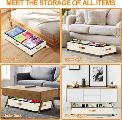 Under Bed Storage with Wheels, XXL 65L Under the bed storage Organizer Bins - Image 7