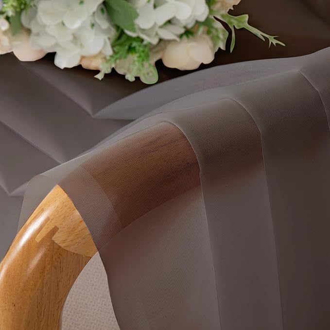 Chyhomenyc Chocolate Brown Sheer Curtains 72 Inch Length 2 Panels, Light Filtering Soft Airy Rod Pocket Voile Window Curtain Drapes for French Door Bedroom Living Room, Each 42Wx72L Inches