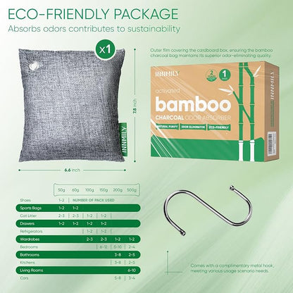 Activated Charcoal Odor Absorber, Large 500g w Hooks Nature Odor Remover - Image 9