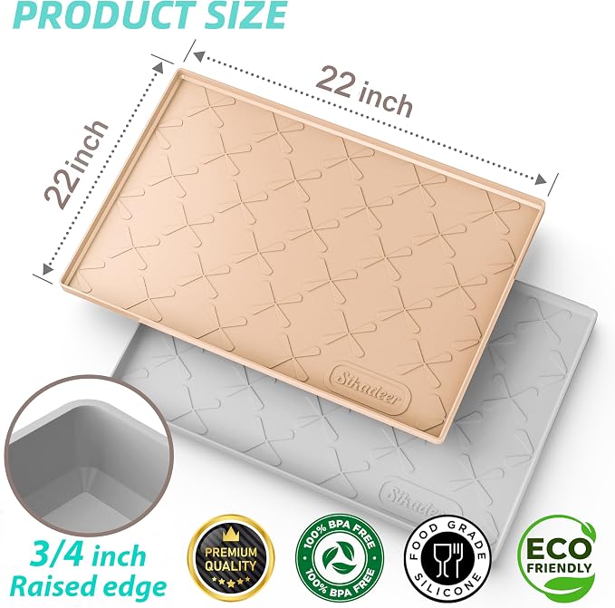 SIKADEER 22" x 22" Under Sink Mat Waterproof, Silicone Mat Kitchen Drawer Shelf - Image 3