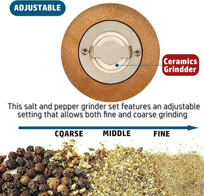 Salt and Pepper Grinder Set Wooden Pepper Salt Grinder Set Manual Pepper Mill - Image 4