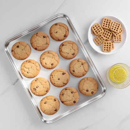 LIANYU Stainless Steel Baking Sheet Pans of 2, 12.4x9.7 Inch Quarter Sheet Pan - Image 6