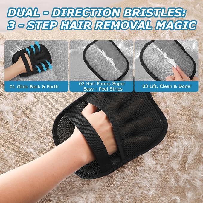 2Pcs Magic Brush Pet Hair Remover, Five-Finger Electrostatic Cat & Dog Hair - Image 2