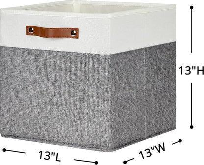 HNZIGE Foldable Storage Bins 13x13 Storage Cubes Set of 4 Fabric Linen Storage - Image 2