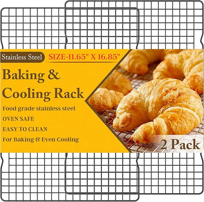 2PCS Cooling Racks for Cooking and Baking -11.65''x16.85''Heavy Duty Stainless by QukakaHomeCare