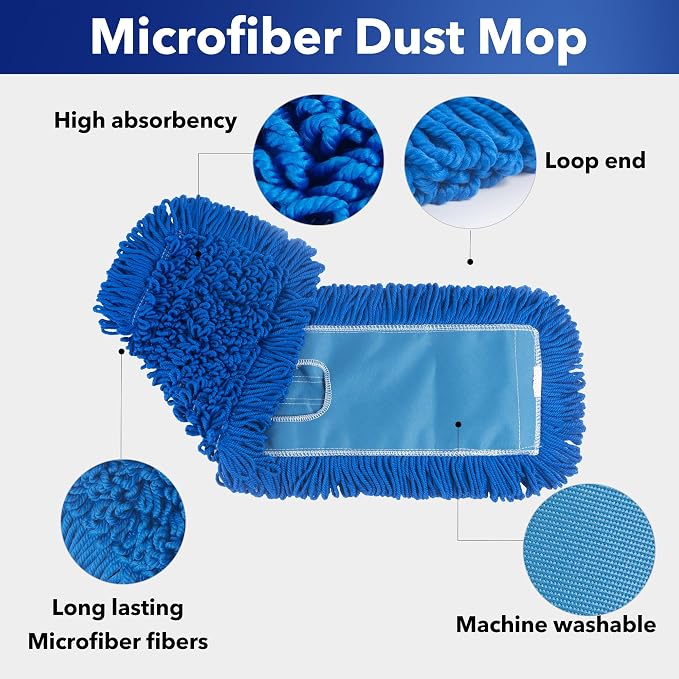 Matthew 24'' Microfiber Loop Dust Mop Washable Commercial&Residential Heavy - Image 2
