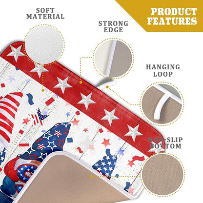 Giwawa 4th of July Gnomes Dish Drying Mat 16x18 inch Patriotic Elf Usa Stars - Image 4