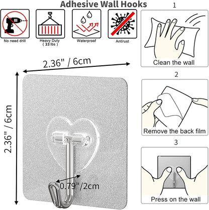 DGYB 20 Pcs Adhesive Hooks for Hanging 22lb Self Adhesive Wall Hooks Heavy Duty - Image 6
