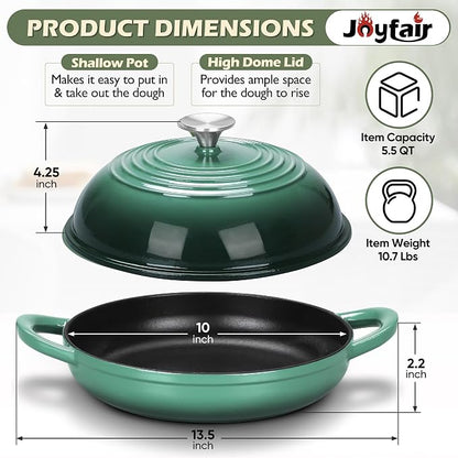 Bread Dutch Oven for Sourdough Baking, Joyfair Enameled Cast Iron Dutch Oven Pot - Image 7