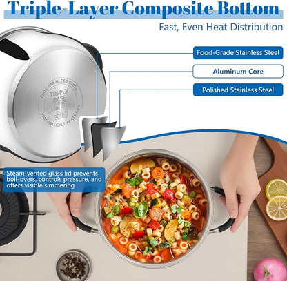 E-far 5Qt Stainless Steel Pot, Stock Pot - Image 3