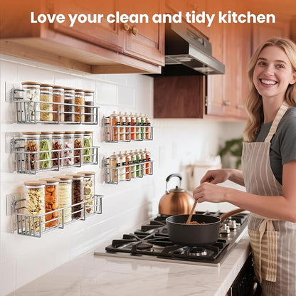 Mystozer 5 Pack Spice Rack Seasoning Organizer Wall Mount, Screw or Adhesive - Image 2
