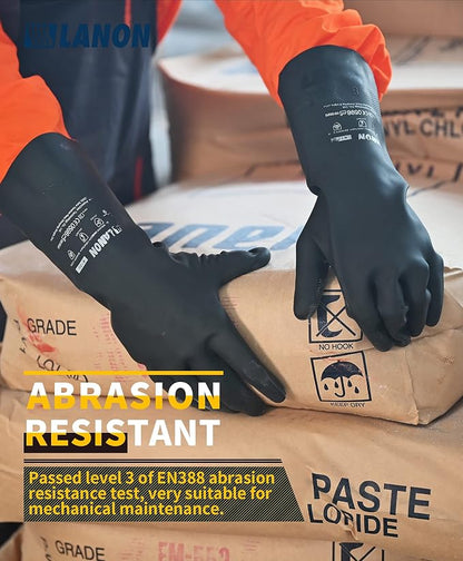 LANON Rubber Chemical Resistant Gloves, Reusable Heavy-duty Safety Work Gloves - Image 4