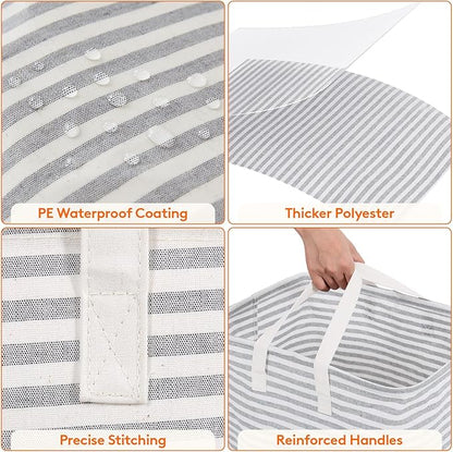 Lifewit 3 Pack Laundry Hamper Large Collapsible Laundry Baskets, Freestanding Waterproof Clothes Hamper with Easy Carry Handles in Laundry Room Bedroom Bathroom College Dorm for Adults, Grey, 3 x 90L