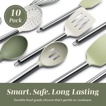 COOK WITH COLOR Silicone Cooking Utensils, Kitchen Utensil Set, Cooking Utensils - Image 3