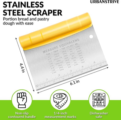 Urbanstrive Bench Scraper for Baking, Stainless Steel Dough Cutter and Scraper - Image 2
