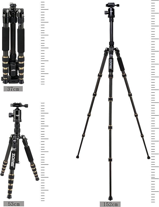 ZOMEI Z669C Carbon Fiber Portable Tripod with Ball Head Compact Travel for Canon,Sony, Nikon, Samsung, Panasonic, Olympus, Kodak, Fuji, Cameras and Video Camera