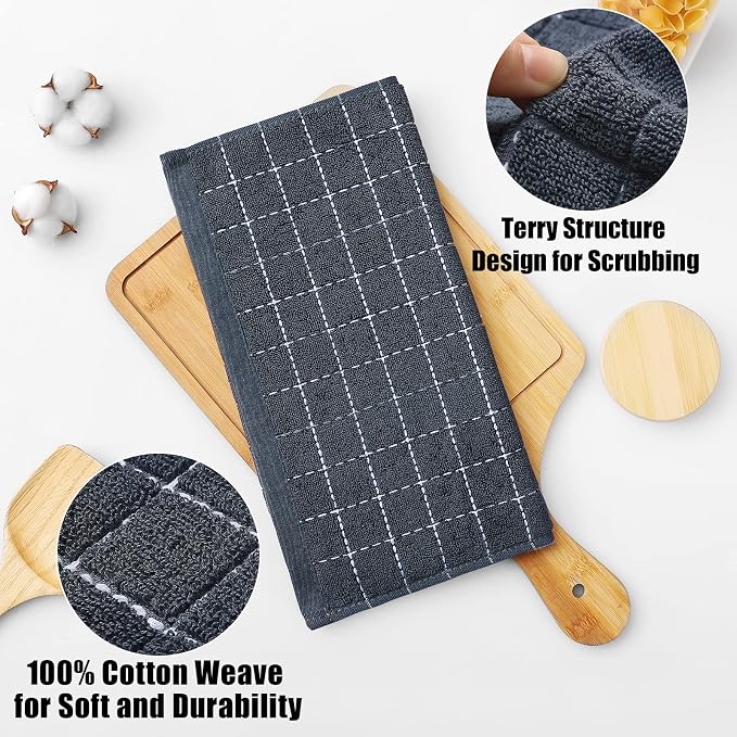 Homaxy 100% Cotton Terry Kitchen Dish Cloths, Ultra Soft and Absorbent Dish - Image 2