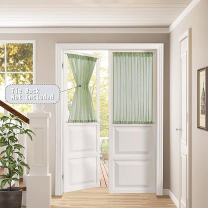 Tollpiz Short Sheer Door Curtain Closet Linen Textured Curtain Sheers Doorway - Image 2