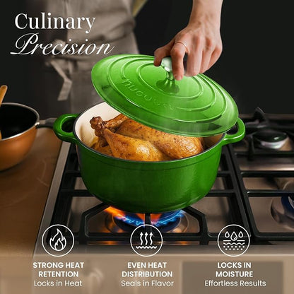 Cast Iron Dutch Oven with Lid – Non-Stick Ovenproof Enamelled Casserole Pot – - Image 6