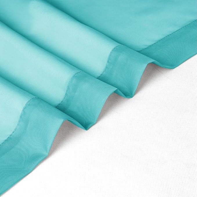 Chyhomenyc Turquoise Sheer Curtains 63 Inch Length 2 Panels, Light Filtering - Image 5