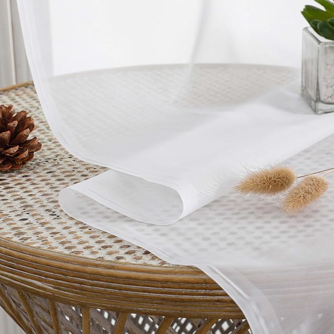 Chyhomenyc White Sheer Curtains 108 Inch Length 2 Panels Set, Extra Long Light - Image 6